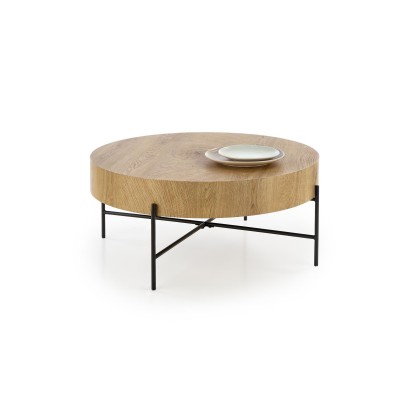 Стол журнальный HALMAR BROOKLYN дуб натуральный/черный, 80/37